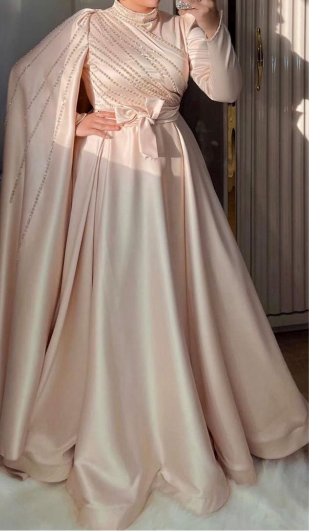 fitted lace wedding dress Dusty Blue Sequined A-Line Long Sleeves Sweetheart Prom Dress – Dbrbridal