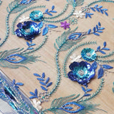 Handmade pearls crystals rhinestones beaded sequins flower