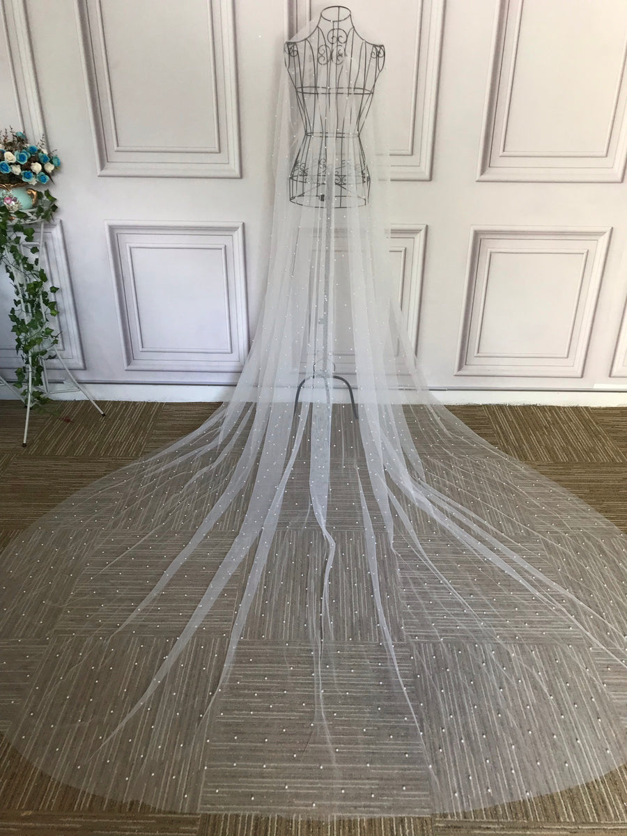 Sparking glitter cathedral length veil – Anna's Couture Dresses