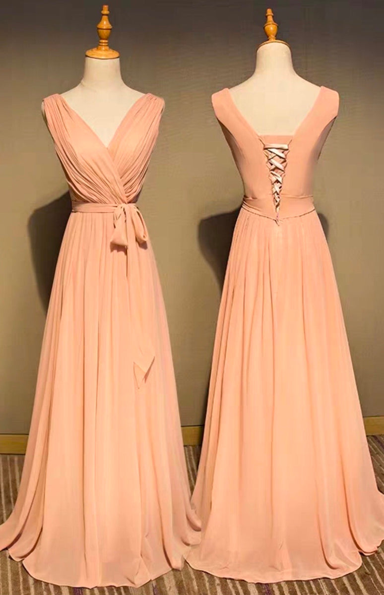 Rose pink chiffon bridesmaid dresses – Anna's Couture Dresses