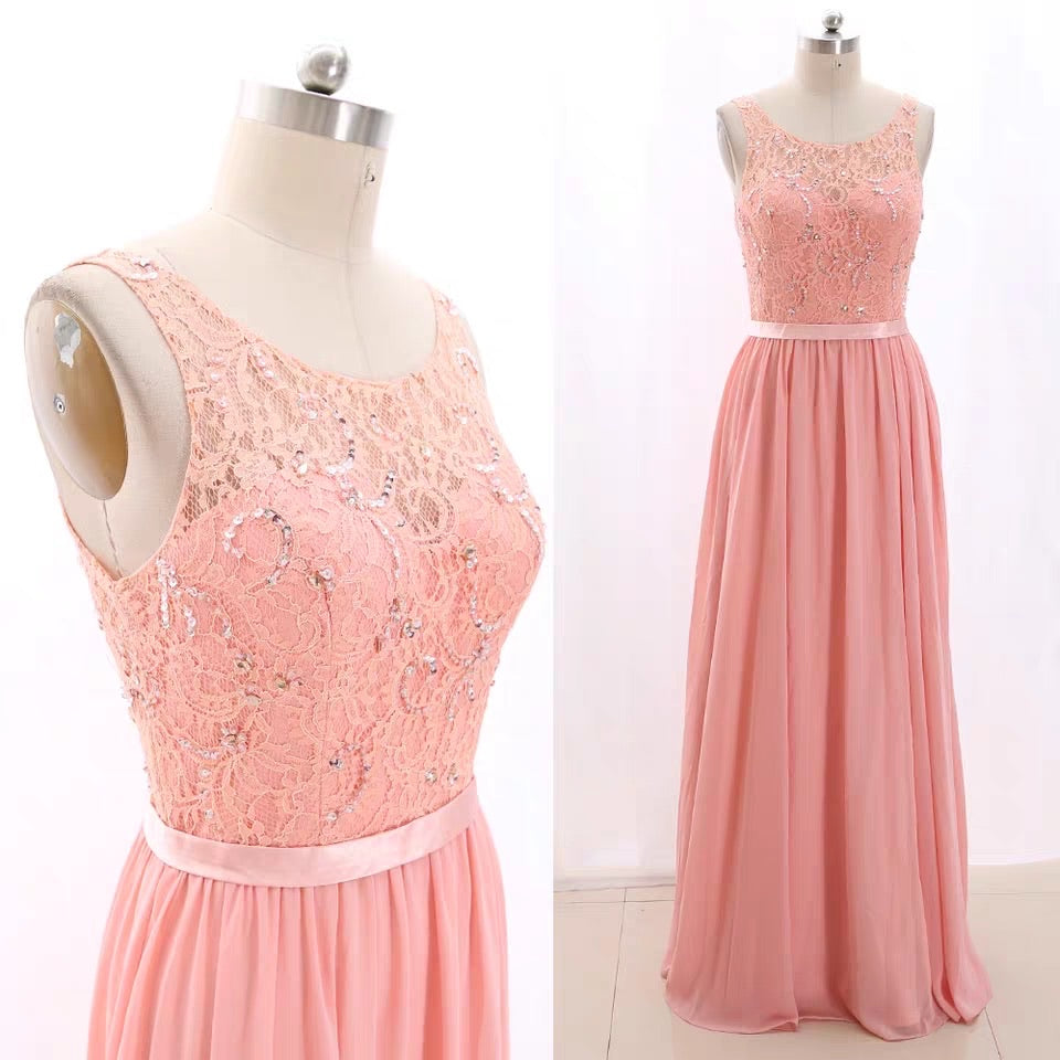 Pink Lace Chiffon Dress