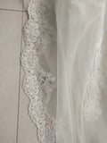Venetian lace appliqués elbow length two layers face veil