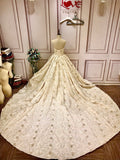 Luxurious heavy embroidery beaded glitter sparkling couture off white ball gown wedding wedding dress 2021#112204