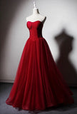 Red corset top tulle puffy skirt event prom dress