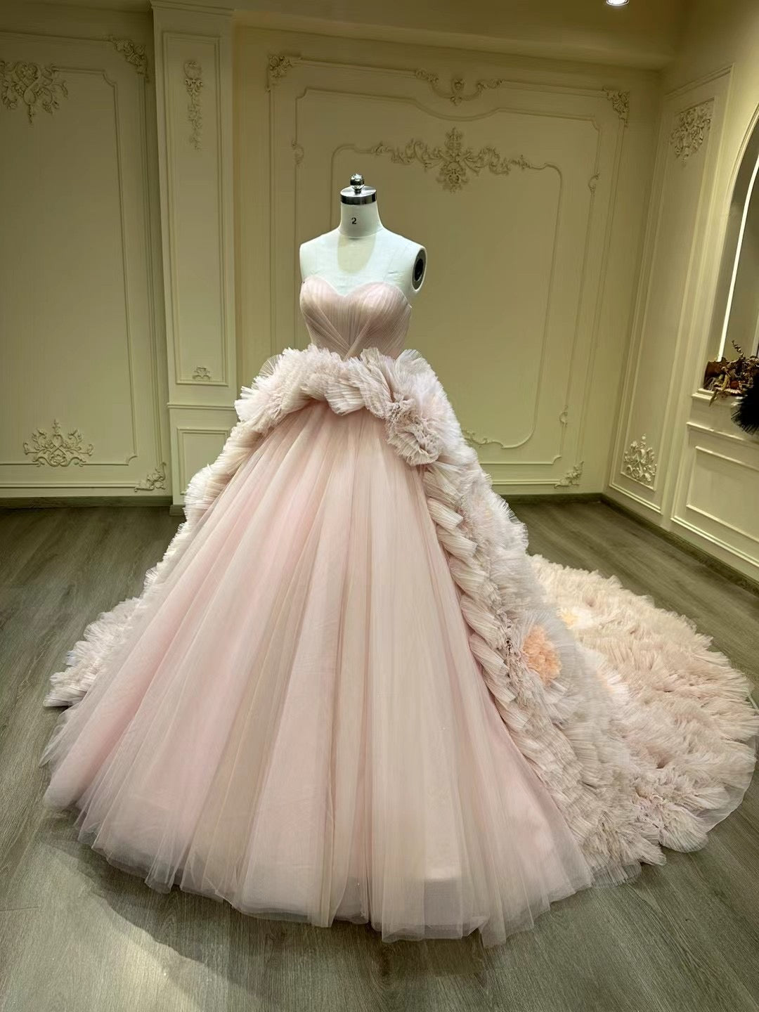 pink princess prom dress Fairytale puffy skirt rose pink princess prom dress ,rose pink floral – Anna's Couture Dresses