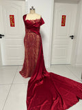 Customer tailored dark red heavy beaded prom dress 2026