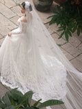 Anna Couture custom made vintage cord lace ball gown skirt wedding dresses 2025 sweeping and cathedral length