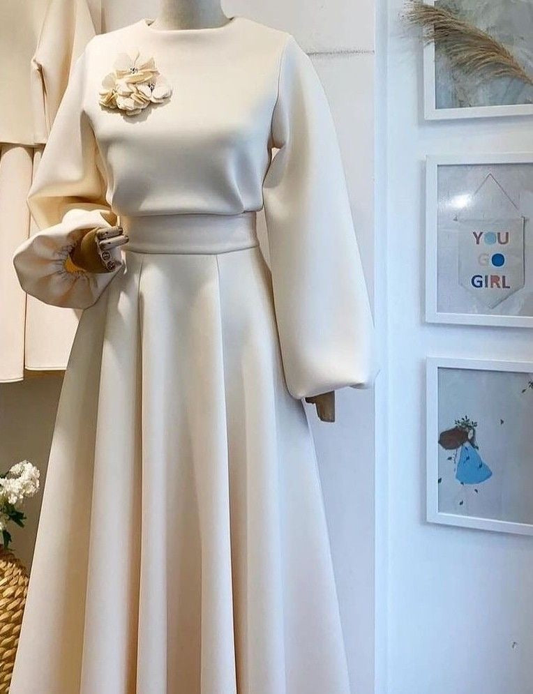 Two pieces set prom maxi dress graduation dress muslim fashion 2024 –  Anna's Couture Dresses