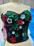 Florals crystals pearls beaded corset top