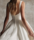 Customization made corset bodice wedding dress mikado bridal gown 2025 sweeping train