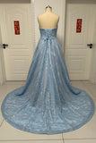 Classic custom made sky blue prom dress heavy beaded 2026 Spring