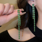 Emerald green glass beads crystals necklace earrings in set