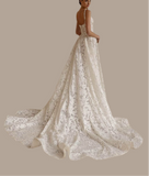 Personally customized bodice corset brocade lace over ball gown skirt wedding dresses 2025 sweeping and cathedral length