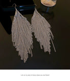 Metal alloy drop tassels long earrings in gold silver color