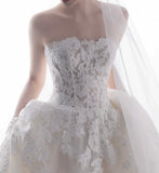 Customization chic strapless lace appliqués ball gown skirt wedding dresses 2025