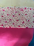 Off shoulder pearls crystals rhinestones beaded hot pink crop top