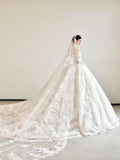 Personally customized cored lace lace appliques ball gown skirt wedding dresses 2025 sweeping and cathedral length