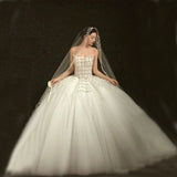 Customization made off shoulder corset bodice wedding dress ball gown skirt front slit mikado bridal gown 2025 with train