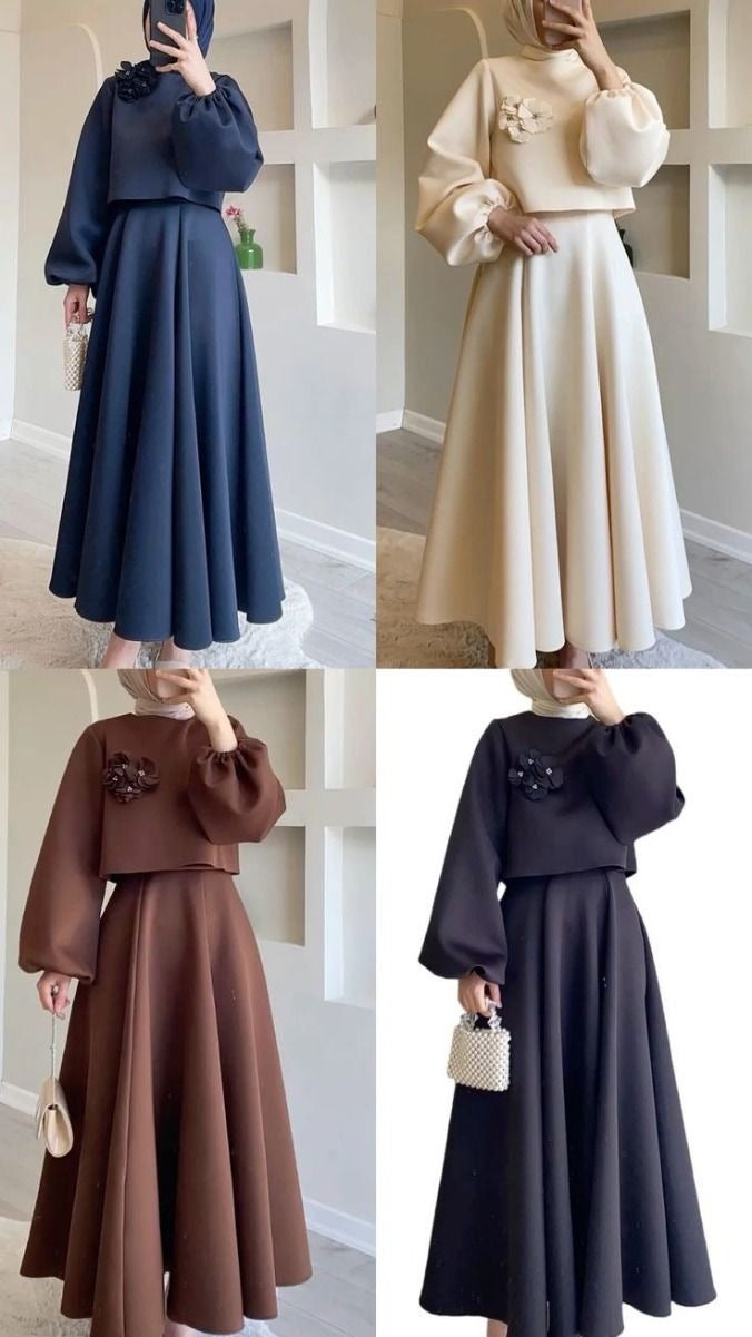 Two pieces set prom maxi dress graduation dress muslim fashion 2024 –  Anna's Couture Dresses