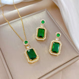 Glass beads crystals necklace and earrings in emerald green for birthday party