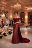 Customer tailored dark red heavy beaded prom dress 2026