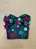 Florals crystals pearls beaded corset top