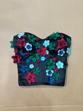 Florals crystals pearls beaded corset top