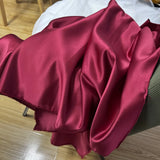 Matte satin tea length burgundy emerald green beige black navy long sleeves maxi prom dress for muslim fashion wedding occasions