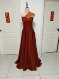 Custom made stretchy silk satin  fabric bridesmaids dresses in terracotta color