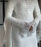 Dubai high collar cored couture lace appliqués bodice jacket long sleeves bolero for bride all handmade beaded