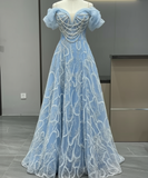 Gorgeous glitter blush pink light blue prom birthday graduation dresses with detachable sleeves personalized 2025 Autumn