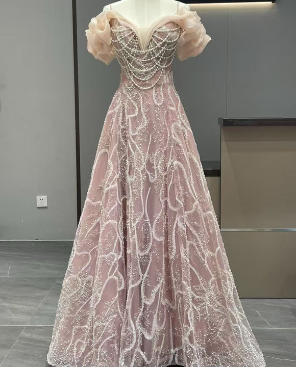 Gorgeous glitter blush pink light blue prom birthday graduation dresses with detachable sleeves personalized 2025 Autumn