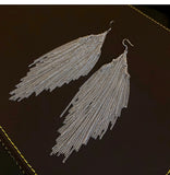 Metal alloy drop tassels long earrings in gold silver color