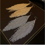 Metal alloy drop tassels long earrings in gold silver color