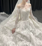 Anna Couture custom made vintage cord lace ball gown skirt wedding dresses 2025 sweeping and cathedral length