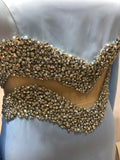 Blue rhinestones pearls beaded chic fashion long sleeves mother of the bride prom formal party dress 2023