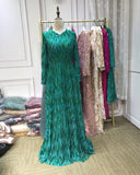 Emerald green sequins V neck long sleeves full length formal prom dresses for muslim 2024,mother of the bride dress (in stock,US 6-8 size)