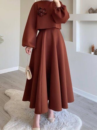 Two pieces set prom maxi dress graduation dress muslim fashion 2024 –  Anna's Couture Dresses