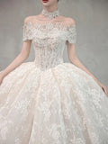 Personally customized cored lace lace appliques ball gown skirt wedding dresses 2025 sweeping and cathedral length