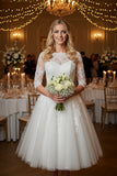 Classic sweetheart long sleeves knee length reception dress for wedding ordered by customization