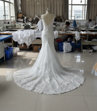 Customized mermaid lace appliques wedding dress under 500
