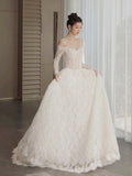 Anna Couture custom made vintage cord lace ball gown skirt wedding dresses 2025 sweeping and cathedral length
