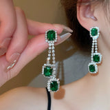 Emerald green glass beads crystals necklace earrings in set