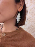Off white shell tassels drop long earrings