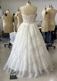 Fairytale sweetheart strapless layers princess puffy shirt lace gown,wedding dress ordered by custom made size