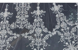 Charming lace appliqués bridal wedding veil at chapel cathedral length (3 meters )