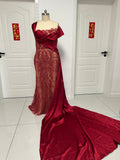Customer tailored dark red heavy beaded prom dress 2026