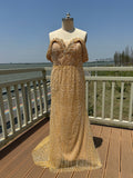 Chic and trendy off shoulder mermaid wedding dress,crystals rhinestones pearls beaded,champagne gold color,custom made