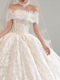 Personally customized cored lace lace appliques ball gown skirt wedding dresses 2025 sweeping and cathedral length