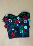 Florals crystals pearls beaded corset top